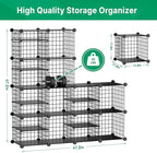 Wire Cube Storage Organizer, 12 Cubes Converted into 14 Cubes, Sturdy Metal Grids Storage Shelf Closet Shelving Units and Storage, Shelves for Bedroom LIvingroom Office