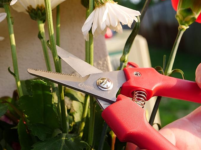 Clauss Spring-Action Stainless Steel Wire Cutters / Pruning Shears For Gardening, Red, 7.5’’ (33503)