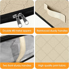 StorageRight Under Bed Storage Bags 3 Pack, 40L Large Clothes & Comforter Storage Containers with Clear Window, Breathable Fabric Organizer for Blankets, Bedding, Seasonal Clothing, Beige