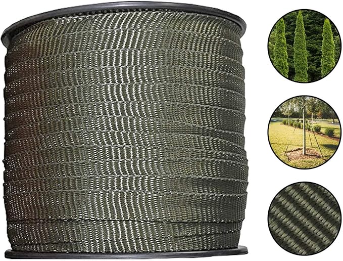 250' Tree Tie Strap Staking and Guying Material - Made in USA - 1,800 Lbs Strength, Olive Green