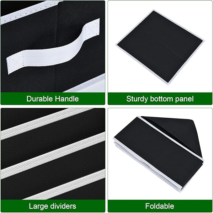 Jeans Organizer - Wardrobe Clothes Organizer with 5 Cells, Closet Organizers and Storage for Jeans, Sweater, Pants Organizers for Closet, Shelves, 4 Pack (Black)