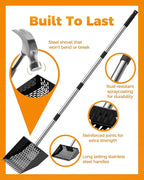 Chicken Poop Scooper with Ergonomic Grip, 4 in 1 Adjustable Chicken Coop Pooper Shovel (24 to 70"), Sifting Litter Shovel Scoop for Chicken Coop/Goat Stall/Stable Cleaning