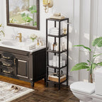 SMIBUY Bathroom Storage Shelf, 5-Tier Bamboo Rack Organizer, Multifunctional Shelving Unit for Living Room Bedroom Kitchen (Black)