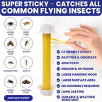Fly Stick Sticky Fly Traps for Indoors Outdoor 6pk. Non-Toxic Super Sticky Hanging Flies Catcher Paper Tape Strips for Home. Catches All Bugs and gnats. Indoor Outdoor House Flying Insect Trap