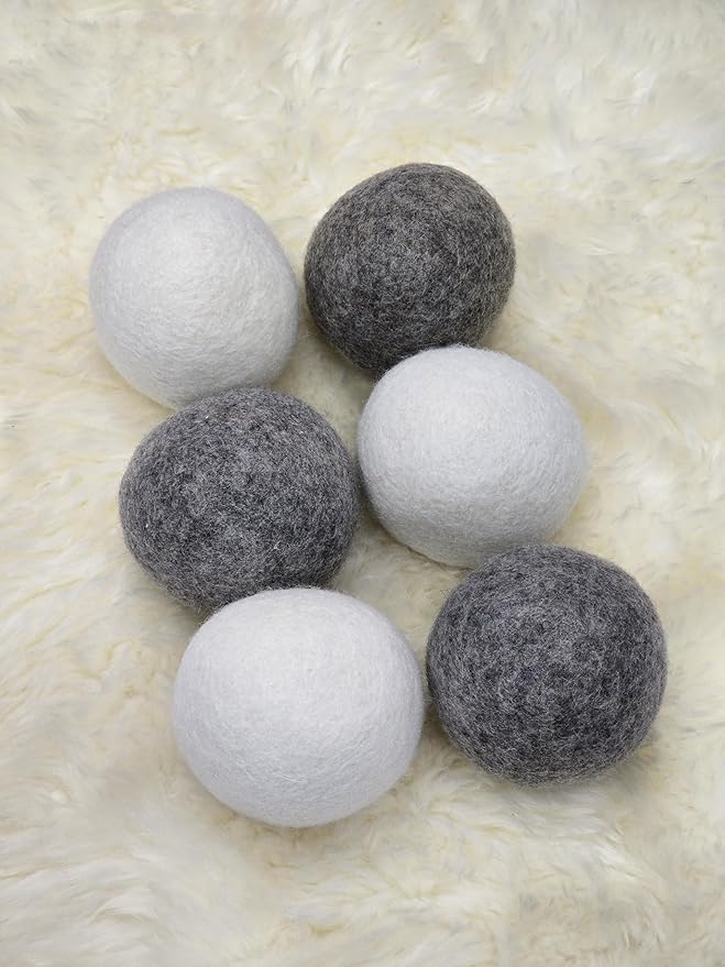 Wool Dryer Balls XL 6-Pack – Organic 100% New Zealand Wool, Reusable, Saves Drying Time, Reduces Wrinkles