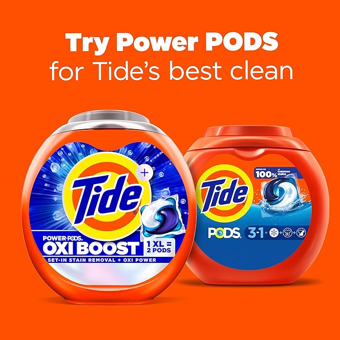Tide PODS Laundry Detergent Pacs, 3-in-1 Stain Remover, Odor Fighter, Color Protector, 42 Count, HE compatible, Original Scent (Packaging May Vary)