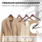 Edergoo Wooden Hangers, 30 Pack Wood Hangers with 360-Degree Rotatable Hook and Pants Bar, Smooth Finish Coat Hanger Wooden for Closet, Walnut