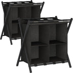 aboxoo 2 Pack Luggage Rack with storage, Guest Room Folding Suitcase Stands, Holds up to 120 lb, Space Saving Suitcase Holders for guest room, Bedroom Hotel, Black