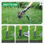 Weed Puller Stand-Up Weed Puller Tool with Long Handle & 4-Claw Steel Head Manual Weed Remover Tool for Lawn and Garden (Bamboo)