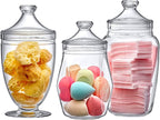 Amazing Abby - Enchant - Plastic Apothecary Jars (3-Piece Set, 46/45/59 oz), Acrylic Jars with Lids, Bathroom Canisters, Candy Buffet, Wedding Display, BPA-Free and Shatter-Proof (NOT Glass)