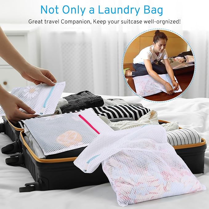 2nd Gen Honeycomb Mesh Laundry Bags for Delicates, Lingerie Bags for Washing Delicates, Travel Storage Organize Bag, Clothing Washing Bags for Blouse, Bra, Hosiery, Underwear and More(3 Pcs, 1L,1M,1S)