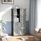 C&AHOME Cube Storage Organizer with Doors, 8-Cube Shelves, Closet Cabinet, DIY Plastic Modular Bookshelf, Storage Shelving Ideal for Bedroom, Living Room, 24.8" L × 12.4" W × 48.4" H Black UGSHS3008A