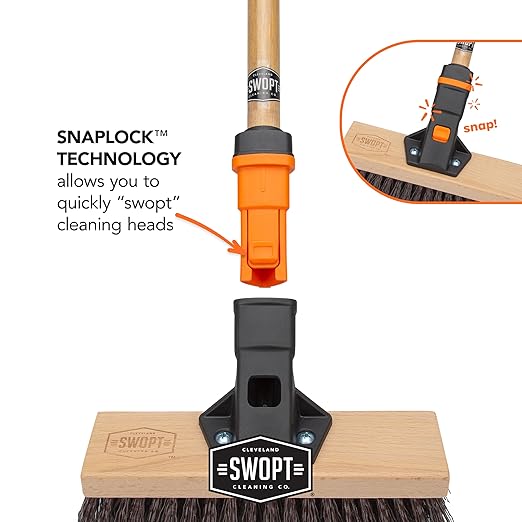 SWOPT 10' Premium Rough Surface Scrub Brush Head - Deck Brush for Rough and Textured Surfaces, Interchangeable with All SWOPT Cleaning Products for More Efficient Cleaning and Storage