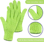 Patelai 3 Pairs Microfiber Plant Dusting Gloves Leaf Cleaning Gloves for Indoor Plants, Blinds, Furniture, House (Green Yellow,Water Blue,Pink,Large)