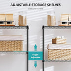 IZEUK 5-Tier Black Metal Storage Shelves, Adjustable Wire Shelving Unit for Kitchen, Bathroom, Pantry, Office, Garage, Organizer Wire Rack, 1250 lbs, 13.7" D x 23.6" W x 53.4" H
