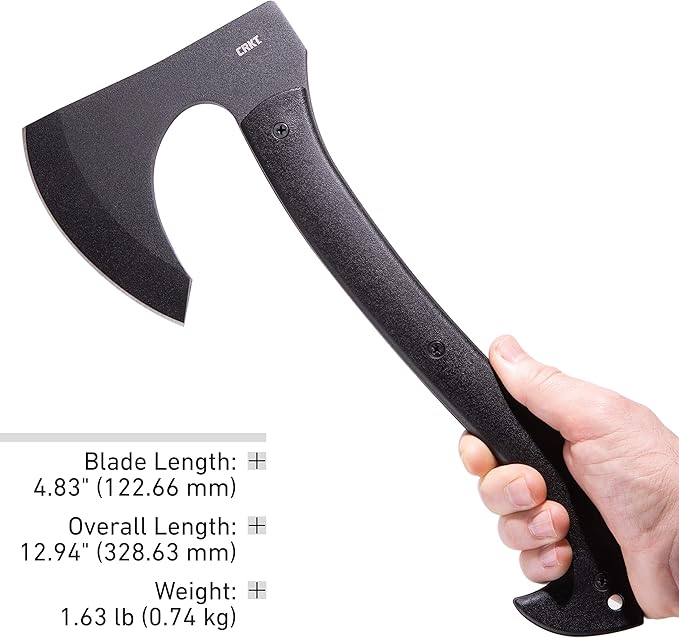 CRKT Skeggox Outdoor Tactical Axe: Full Tang SK-5 Plain Edge Axe w/Beard, Glass Reinforced Nylon Handle and Kydex Sheath 2917