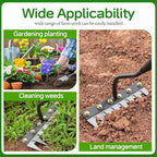 2025 Iron Weeding Rake 2.0, Iron Rake for Gardening and Weedings, Heavy Duty Gardening Hand Weed Puller Tools, 8 Teeth Carbon Steel Garden Weedings Rakes for Lawn Care – Bonus Gloves Included