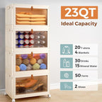 4 Tier Stackable Plastic Storage Bins with Lid and Wheels - 23 QT Closet Organizers and Storage, Foldable Storage Containers, Organization and Storage Boxes for Craft, Home, Pantry, Dorm,Yellow