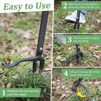 60” Stand Up Weed Puller Tool with Long Handle Reinforced 4-Claw Metal Head Manual Weeders Picker for Removing Dandelion Crabgrass from Garden Yard Lawn Without Bending or Kneeling