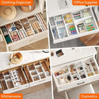 Lifewit 12 Pack Drawer Dividers 4" High, 13.5"-22" Adjustable Drawer Organizer with 18 Inserts for Clothes/Makeup, Plastic Expandable Separators in Dresser/Bedroom/Bathroom/Kitchen/Office