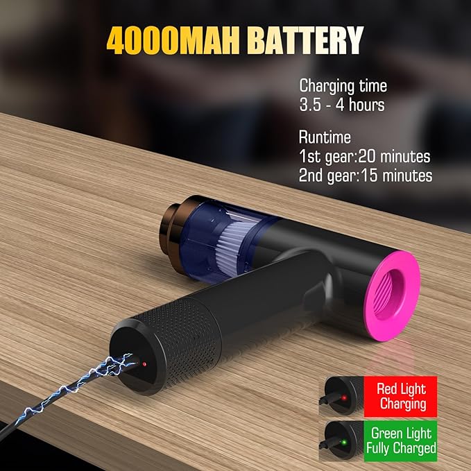 Handheld Car Vacuum Portable Cordless Cleaner, Dual Suction 7.5K & 12k Pa, Mini, Handheld, Small, Powerful, Portable | Blower, Inflator, Deflator & Dustbuster | for Car, Home, Kitchen & Office| Black