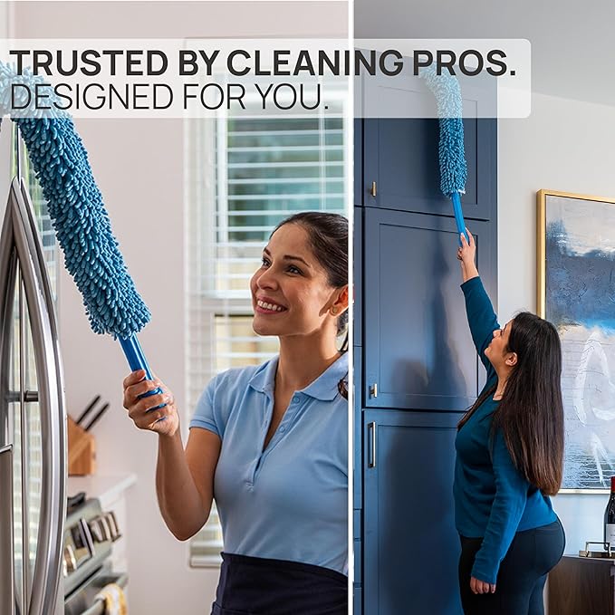 Ultimate Microfiber Cleaning Kit - Dry & Wet Mop for Hardwood, Tile, Vinyl Floors | 12Pack Microfiber Cloths | High Duster | Glass Cleaning Cloths | Reusable Mop Pads | Long Telescopic Handle