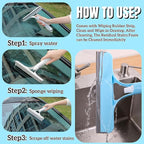 2 Pack 3 in 1 Window Cleaning Scraper, 3 in 1 Spray Squeegee, Window Squeegee Cleaner Tool with Built-in Spray Bottle and 4 Replaceable Sponges for Car Home Windows Glass and Tiles Etc