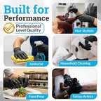 Hand-E Touch Black Nitrile Disposable Latex Free & Powder Free Gloves - 200 Count, Medium - BBQ, Tattoo, Hair Dye, Cooking & Mechanic Gloves