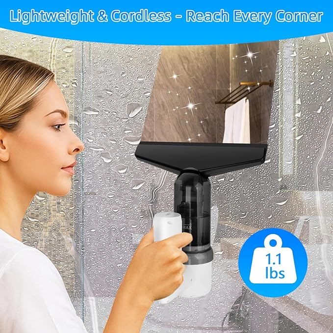 MDK 11-in-1 Set Window Vacuum Squeegee Cordless with 5 Versatile Cleaning System丨5000Pa Strong Suction Window Vacuum Cleaner丨Wet & Dry Vacuum Cleaning Tool Ultra-Light 1.1LBS丨DOE