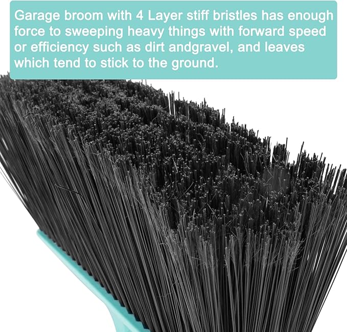 KeFanta Outdoor/Indoor Broom for Floors, 53" Long Handle Angle Broom for Sweeping Indoor Concrete Courtyard Garage Patio Home Kitchen Office Lobby