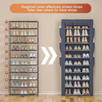 OYREL Shoes Rack 10 Tier Tall Shoe Rack with Storage Pockets, Fabric Covered Shoe Racks,Metal Shoes Rack Organizer for Closets,Bedroom, Garage