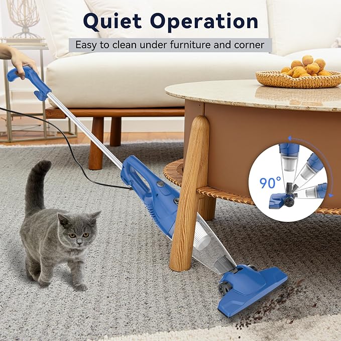 Corded Vacuum Cleaner, 12-in-1 Vacuum Cleaners for Home 15Kpa Power Suction Lightweight Stick Vacuum with Washable HEPA Filter Converts to a Handheld Vacuum for Home, Pet Hair, Carpet, Hard Floors