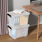 Cand 30 Quart Plastic Storage Boxes with Wheels, 4 Pack Latching Lidded Storage Bins, Clear