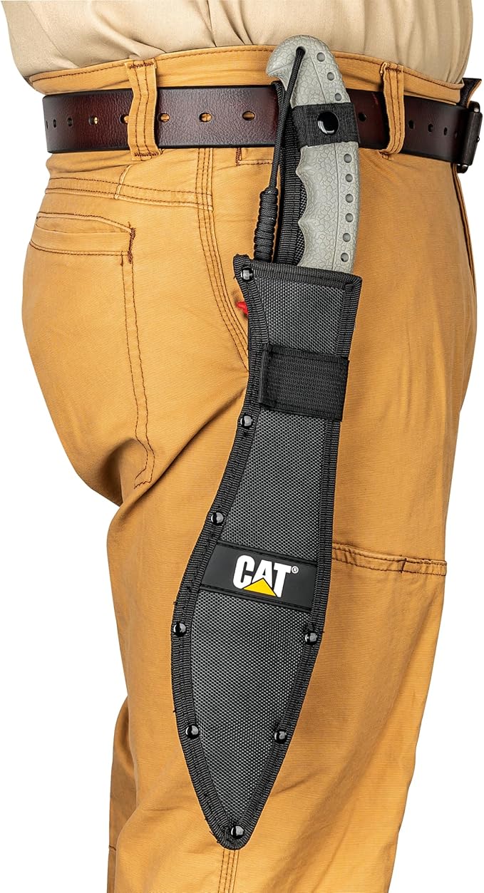Cat Machete with Shoulder Strap Sheath,19 Inch, Stainless Steel Blade Knife with Ergonomic Comfort Tool Handle, Cut, Chop, Clear Brush, Garden, Outdoors, Camping Black Silver - 240395