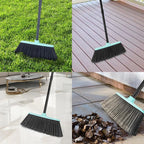KeFanta Outdoor/Indoor Broom for Floors, 53" Long Handle Angle Broom for Sweeping Indoor Concrete Courtyard Garage Patio Home Kitchen Office Lobby