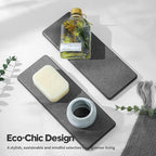 2PCS Bathroom Trays, Water Absorbing Diatomite Stone Quick Drying Mat for Kitchen Counter, Dish Rack Soap Dispenser Sponge Holder Caddy Sink Vanity Organizer, Dark Gray Slate,9"x3.5"