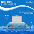 MagiCare 75% Large Alcohol Wipes (4-80ct Packs) - Alcohol Hand Sanitizing Wipes, Premium - Unscented Hand Wipe, Sanitizer Wipe - Travel, Home, Classroom, Camping - 4 Soft Packs (320pcs)