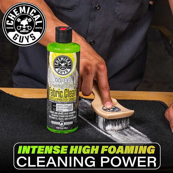Chemical Guys Foaming Citrus Fabric Clean Carpet and Upholstery Cleaner - For Car Carpets, Seats, and Floor Mats, Safe for Cars, Home, Office, and More, Citrus Scent - 16 oz
