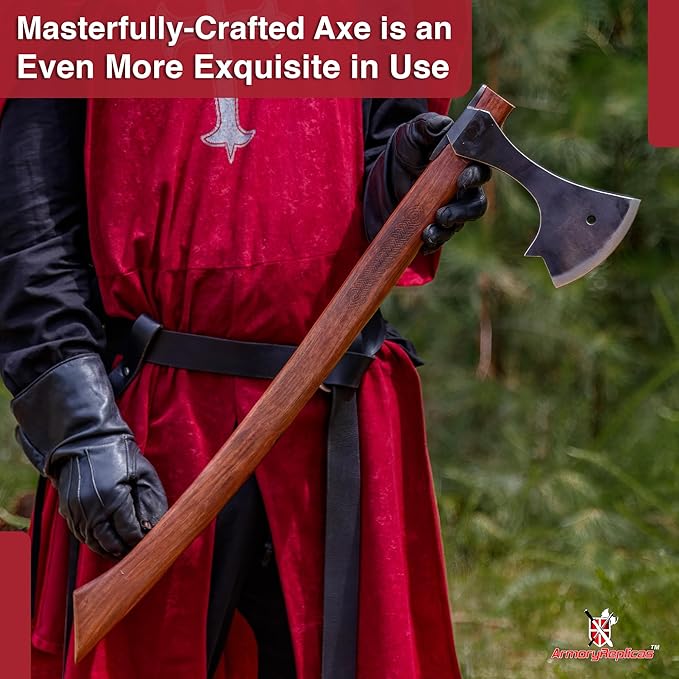 Armory Replicas™ Functional Two-Handed Scandinavian Battle Axe - Tempered High Carbon Steel Boar Formation Medieval Viking War Axe