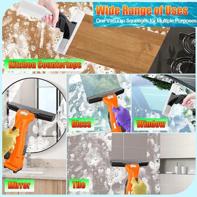 Window Vacuum Squeegee Cordless Compatible for Dewalt 20V/60V Battery (No Battery), Electric Window Cleaner Window Vacuum, Vacuum Squeegee for Window Cleaning, Mirror, Glass, Car Windshield