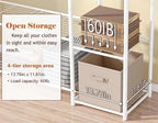 Wardrobe Closet,Portable Clothes Rack with 4 Tiers Shelves,Freestanding Closet Organizers and Storage System with Hanging Rods,Steel Clothing Rack Suitable for Cloakrooms,Bedrooms,Entrances,etc.White