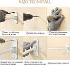 Swing Clothes Hanger Rack,2-Pack Garment Racks Wall Mounted Clothes Bar-Hanger Holder Hooks Heavy Duty Folding Drying Rack Space Saving Clothing Hanging System Closet Storage Organizer,White