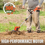 MAXLANDER 20V Cordless Tiller Cultivator, 9-Inch Electric Garden Tiller with 48 Steel Tines, 360RPM Battery Powered Rototiller for Gardening, 4.0Ah Battery and Charger Included