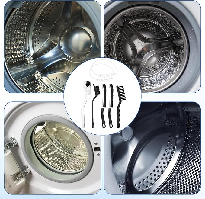 Washing Machine Cleaning Brush Kit, Laundry Deep Clean Tools Accessories, Front Load Washer Machine Cleaner Accessories with 2 Pcs Drum Slot Cleaner Brushes and 5 Pcs Small Cleaning Brush