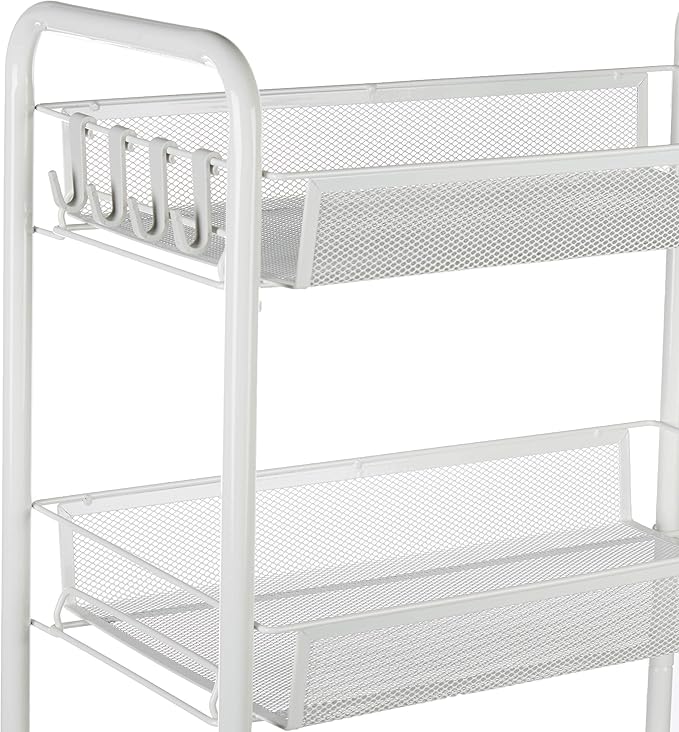 JANE EYRE Rolling Utility Storage Rack Cart on Wheels, Trolley Carft cart, Multi-Purpose Organizer Shelf (White, 4 Tier)…