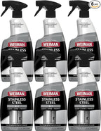 Weiman Stainless Steel Cleaner & Polish, 6 Pack, Anti Fingerprint Spray, Water Spots & Grease, No Streaks or Residue, Safe for Metal Polish, Chrome, Appliances, Fridge, Sinks & Grills