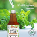 Mighty Mint Leather Cleaner and Conditioner, Plant-Based, Hydrating Spray to Clean and Protect Leather Items, Natural Peppermint Scent, 16oz