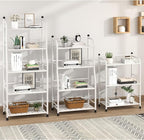 4 Tier Metal Shelf Storage Shelves Living Room Bookshelf Bathroom Corner Storage Rack for Kitchen,Indoor Plant Stand (Matte White, 4 Tier)