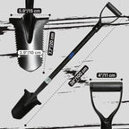 CKG Carbon Metal Detecting Shovel Digging Tool with Double Serrated Blade – Lightweight Digger Garden Root Cutter, Spade Professional Metal Detector Accessories, Single