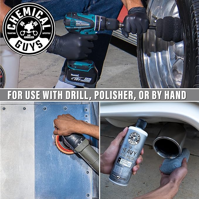 Chemical Guys Heavy Metal Polish Restorer and Protectant - Cleans, Restores, and Protects Chrome, Aluminum, Stainless Steel, and More, Safe for Cars, Trucks, Motorcycles, RVs, and Boats - 16 oz